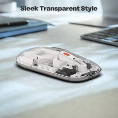 Amkette Epic TP Advanced Transparent Wireless Mouse/Bluetooth Mouse Rechargeable, USB-A+USB-C Nano Receiver, 3200DPI, Type-C Charging, 3 Device Connectivity for Laptop, PC, MacBook, Tablet & More