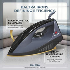 Baltra Casual 750 Watts Dry Iron | Non Stick Coated Soleplate | Light Weight | Adjustable Temperature Control | Cotton Braided Swivel Cord | Press Iron for Clothes | 2 Years Warranty