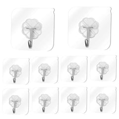 MAHNTMART Self Adhesive Wall Hooks - Heavy Duty Transparent Hook for Photo Frames, Wall Clocks, Keys - No Damage, Easy Installation (Frame Hook, 10-pcs)