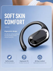VEHOP F60 OWS Open Ear Wireless Earbuds Bluetooth 5.4 with ENC Calling, 50H Playtime, Ear Hook Design, Fast Type-C Charging, Touch Control, IPX5 Sweat Resistant, Open Ear Headphones for Sports (Black)