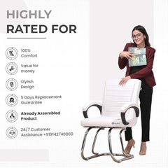RATISON Special Director Principal Manager Office Visitor with arm Rest with Double Pipe Frame and Cushioned seat Back (2, Black, Double Pipe Frame)