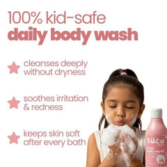 Tuco Kids Body Wash for Kids, With Saffron & Tulsi, Natural Baby Wash-300ml | Gently Cleanses, Soothes & Nourishes Skin, With Sandalwood Oil, SLS, Sulphate & Paraben Free, Gentle Baby Body Wash For Bath