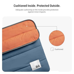 DailyObjects Large Stria Portable Laptop Sleeve | Durable Polyester |Compatible with Laptop/MacBook Air/Pro Upto 16 Inch |Lightweight Water Resistant Fabric |Padded Compartment with Zip Closure- Grey