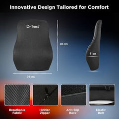 Dr Trust USA Backrest for Car Seat, Office Chair to Sit Up Right, Orthopaedic Memory Foam Cushion/Pillow Back Pain Relief, Lumbar Support, Spine Alignment, and Posture Correction - 360, Black