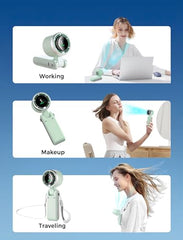 MERTTURM® Handheld Portable Fan, Mini Personal Foldable Small Hand Fan with LED Display, 5 Speeds Adjustable 3600mAh USB Rechargeable Powerful Cooling Turbo Desk Fan for Travel/Outdoor/Home/Office