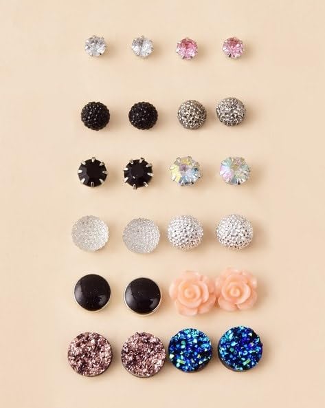SYGA 12 Pairs Women's & Girls Earing Sets, Gift For Girls styles like studs, hoops, and dangly earrings set