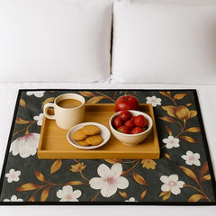 Homerz Premium Bed Server Food Mat Reversible Bed Server, Mattress Protector for Home | Food Mat for Kids, Size 36x36 inch, Double Side use Kitchen, Cupboard, Drawer, Wardrobe (Brown Lotus New)