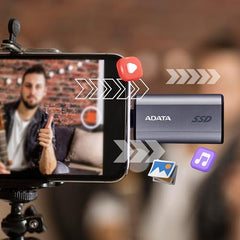 ADATA SC750 2000GB Portable External SSD – USB-C 3.2 Gen2 High Speed (1050MB/s), Compatible with Windows, Mac, Android & Game Consoles (SC750-2000G-CCBK) Black