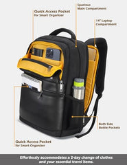 Lavie Sport 45cm Pioneer 24 Litres Laptop Backpack with Trolley Sleeve For Men & Women|Vegan Leather|Office Travel Backpack|Front organizer|Bottle Holder|Fits upto 14" Laptop
