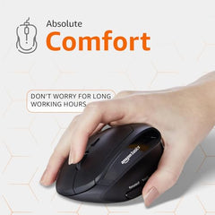 amazon basics Pro Series 650 mAh Wireless Rechargeable Ergonomic Mouse for PC, Mac, Laptop | 3 Adjustable DPI Settings Up to 1600 | Shortcut Buttons | Tri-Mode connectivity (Black)