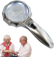 SYGA Handheld Magnifier Illuminated Pocket Magnifying Glass with 6-LED White Light (Silver)