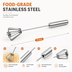 PEDRO Stainless Steel Hand Blender, Mathani, Lassi Maker, Butter Milk Churner & Egg Beater for Kitchen (Silver).