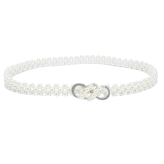 SYGA Pearl Adjustable Waist Belt with Hollowed Tassel Detail, Suitable Size for Waist 24-32 INCH