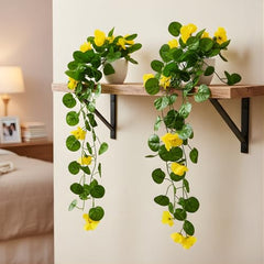 fancymart Artificial Flower Plant Home Décor with Small Size Pot | Pack of 2 | Plant Hanging for Home Decor | Office Decor (DESIGN-01)