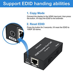 Microware 60M HDMI Extender Repeater Transmitter/Sender + Receiver Over Cat5 / Cat6 Upto 60 Meters (60M Extender Over Single CAT5/6 Cable) Supports 3D & Full HD1080p for TV Projector, HDTV, DVR