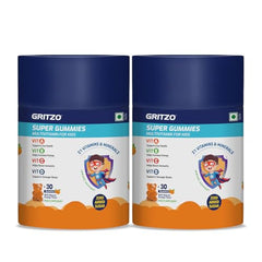 Gritzo Super Gummies Multivitamin for Kids, Orange, 2 x 30 Gummies