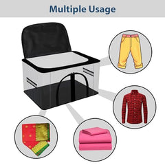 Kuber Industries Pack of 3 PVC Transparent Underbed Storage Bag | Multi-Purpose Garments Bag for Clothes-Toy | Wardrobe Bag with Handle | U Zip | Black