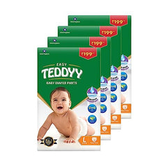 TEDDYY Easy Baby M Size Diaper Tape Style |126 Count (Medium) | 6-11 kgs (Pack of 2) | Quick Absorbency | Extra Super Soft | Anti - Bacterial | Wetness Indicator with Adjustable Grip Tapes