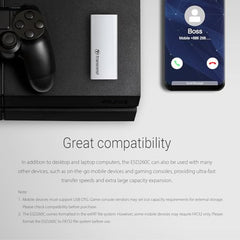 Transcend 500GB External SSD USB 3.1 Gen 2, Type-C, ESD260C Portable External Solid-State Drive, Silver - TS500GESD260C