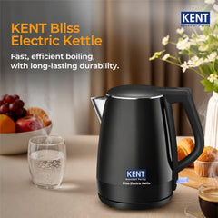 KENT Bliss Electric Kettle | 1500W Power & 1.5L Capacity | Cool Touch Exterior Body & SS 304 Inner Body | 5 Minutes Fast Boiling | Overheat & Dry Boiling Protection | LED Light Switch | Auto Shut-OFF