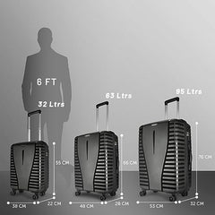 Aristocrat Airpro Set of 3 (Cabin+Medium+Large) Trolley Bags, Jet Black