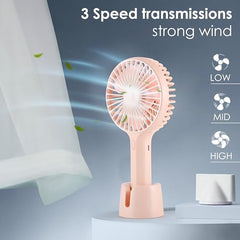 Gesto Portable Fan Rechargeable – USB Charging Hand Fan with 1200mAh Battery & 3 Speed Modes | Mini Fan, Small Fan, Handheld Fan – Ideal for Travel, Makeup, Kitchen | Women’s Personal Pankhaa - Pink
