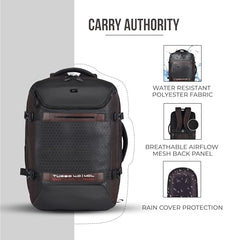 Gear Turbo 21"/45L Large Water Resistant Anti theft Laptop Backpack with Raincover | Backpack | Daypack |Briefcase | Travel Bag For Men/Women (Black - Grey)