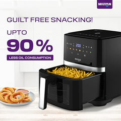 Milton Rapid Digital Air Fryer 4.2L|1450W|360° High Speed Air Circulation|Up to 90% Less Oil Usage|8 Preset Menus|Touch Control Panel & Digital Display|Auto Shut-Off|1 Year Warranty (Black)