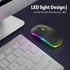 BUYFLUX LED Wireless Mouse, Slim Silent Mouse 2.4G Portable Mobile Optical Office Mouse with USB & Type-c Receiver, 3 Adjustable DPI Levels for Notebook, PC, Laptop, Computer (Black)