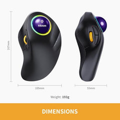ProtoArc EM03 Wireless Bluetooth Trackball Mouse, Ergonomic RGB Rollerball Rechargeable for Computer, Laptop, 3 Device Connection & Index Finger Control for iPad, Mac, Windows - Graphite