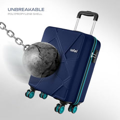 Safari Polypropylene Spinner Pentagon Pro 8 Wheels Set Of 3 (Cabin + Medium + Large) Trolley Bags, Hard Case, 360º Wheeling Luggage, Suitcase For Travel, Navy, 55, 65, 75 cm