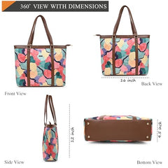 ADISA Women's Office Laptop Handbag Large Printed Shoulder Bag (ADW4087-BLA-ORA)
