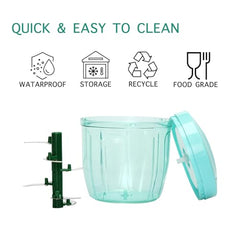 KITCHENOL Food Chopper 900ml, 4 Blade Steel Large Manual Hand-Press Vegetable Chopper Mixer Cutter to Cut Onion, Salad, Tomato, Potato 1000ml (Pack of 1) (dori Chopper)