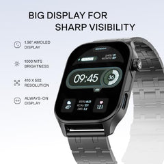 boAt New Launch Ultima Vogue 2, India's First AMOLED Type-C Smartwatch, 1.96" Display, 1000 nits Brightness, Metal Body w/Premium Straps, 10-Days Battery Life, Smartwatch for Men & Women(Active Black)