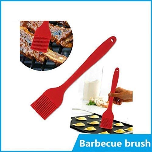 SYGA 1Pcs Heavy Duty Carbon Steel Bread Loaf Non-Stick Cake Mould Pan Tray Teflon Coating, 8Pcs Measuring Cup & Spoon Set for Kitchen, Silicone Brush Set for Baking Barbecue Brush- Black & Red