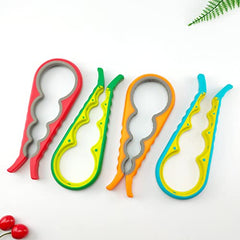 MOMISY 4 in 1 Creative Multifunction Gourd-Shaped Can Opener Kitchen Tool Grip Jar & Bottle Opener Rubber Design Fits Most of All Bottles Caps Premium Easy Grip (BlueYellow)