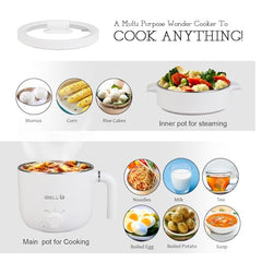 IBELL MPK15M Multipurpose Electric Kettle, 1.5 Litre, 800W, 2 Cooking Pots & Egg Boiler, Temperature Control, For boiling Water, Egg, Stainless Steel Body (White)