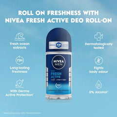 Nivea Woody Fresh Active Roll On For Men, Anti-Perspirant, 50 Ml & Men Body Wash, Deep Impact, 3 In 1 Shower Gel For Body, Face & Hair, With Microfine Clay, 250 Ml