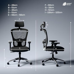 Green Soul Jupiter Superb | Ergonomic Mesh Office Chair for Work | 3 Year Warranty | Multi-Lock Synchro Tilt Recline Mechanism | 2D Armrest | Adjustable Lumbar | High Back | Black