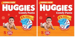 Huggies Comfy Pants Baby Diaper, Large (L) Size (9-14 Kgs), Pack of 192 (96 count, Pack of 2)
