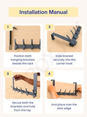 BOXJOY 12 Hook Over The Door Hanger | Wall Hanging Metal Hook Cloth Hangers | Strong Hooks Without Drill Clothes Organiser | Dress Stand Shirt Towel Home Organizer for Bathroom Bedroom Kitchen Wardrobe