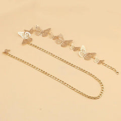 SYGA Women's Simple Geometric Versatile Body Chain Punk Style Stitching Single Layer Hollow Butterfly Waist Chain(Gold)