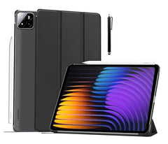 ProElite Cover for Xiaomi Mi Pad 8/8 Pro/Mi Pad 7/7 Pro 11.2 inch Cover, Flip Case Cover with Transparent Back & Stylus Pen [Auto Sleep Wake Support], Black