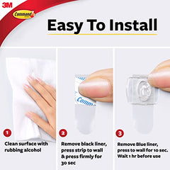 Command Decorating & organizing Pack of 20 clips/hooks and 24 mini strips, Damage Free walls, Clear,Plastic