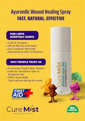 CureMist AYURVEDIC First Aid Wound Spray || Antiseptic, AntiFungal || Patented || Instant Relief to Cuts, Burns, Abrasions & Dry surgical Wounds II Reduced Scarring II Great for Sports Injuries || 100% Ayurvedic Ingredients only || Haldi Palandu Lavanga…