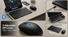 TVASMANI Ultra-Slim Bluetooth Keyboard and Mouse Combo, Black Portable, Rechargeable, Wireless, Compatible with Android Tablet Cell Phone Samsung iPhone iPad