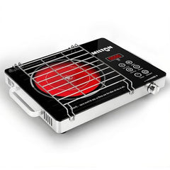 MILTON Classic 2200 Watt Infrared Cooktop with Crystal Glass & Touch Panel | 4 Pre set cooking Modes | Stir-fry | BBQ | Hot Pot | Steam | 60°C to 600°C | Digital time & Watt display - Classic SIlver