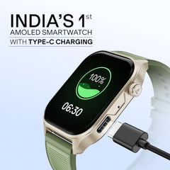 boAt New Launch Ultima Vogue 2, India's First AMOLED Type-C Smartwatch, 1.96" Display, 1000 nits Brightness, Metal Body w/Premium Straps, 10-Days Battery Life, Smartwatch for Men & Women(Active Black)