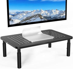 TARKAN Monitor Stand for Desk, Laptop PC Riser 3 Height Adjustable with Airflow Vents (Steel | Black)