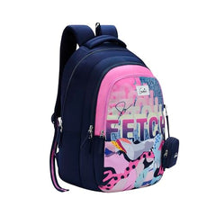 Genie Elsie School Backpack For Girls |19 In-36 Ltr with Laptop Sleeve, Rain Cover and Three Compartments with Padded Shoulders |Best for Books,Stationery,Lunch Box & Essentials - Lavendar,Multicolor